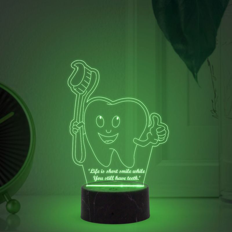 3D iIlusion Teeth Brush Night lamp with Multicolored Funny Dental Desk lamp